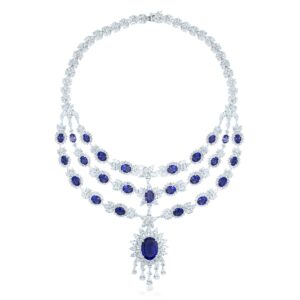 Breathtaking Blue Oval Necklace By Hyba Jewels