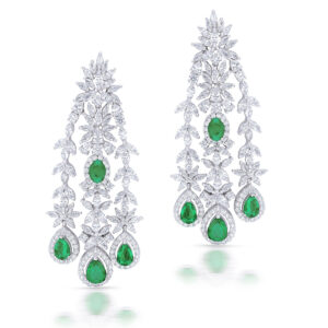 Floral Emerald Danglers By Hyba Jewels