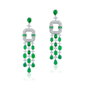 Shimmering Emerald Danglers By Hyba Jewels