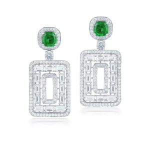 Emerald Solitaire Danglers By Hyba Jewels