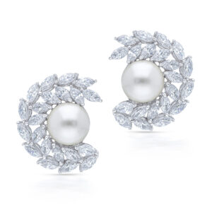 Marquise Cut Pearl Earrings By Hyba Jewels