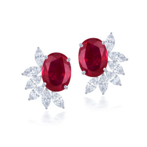 Oval Ruby Stud Earrings By Hyba Jewels