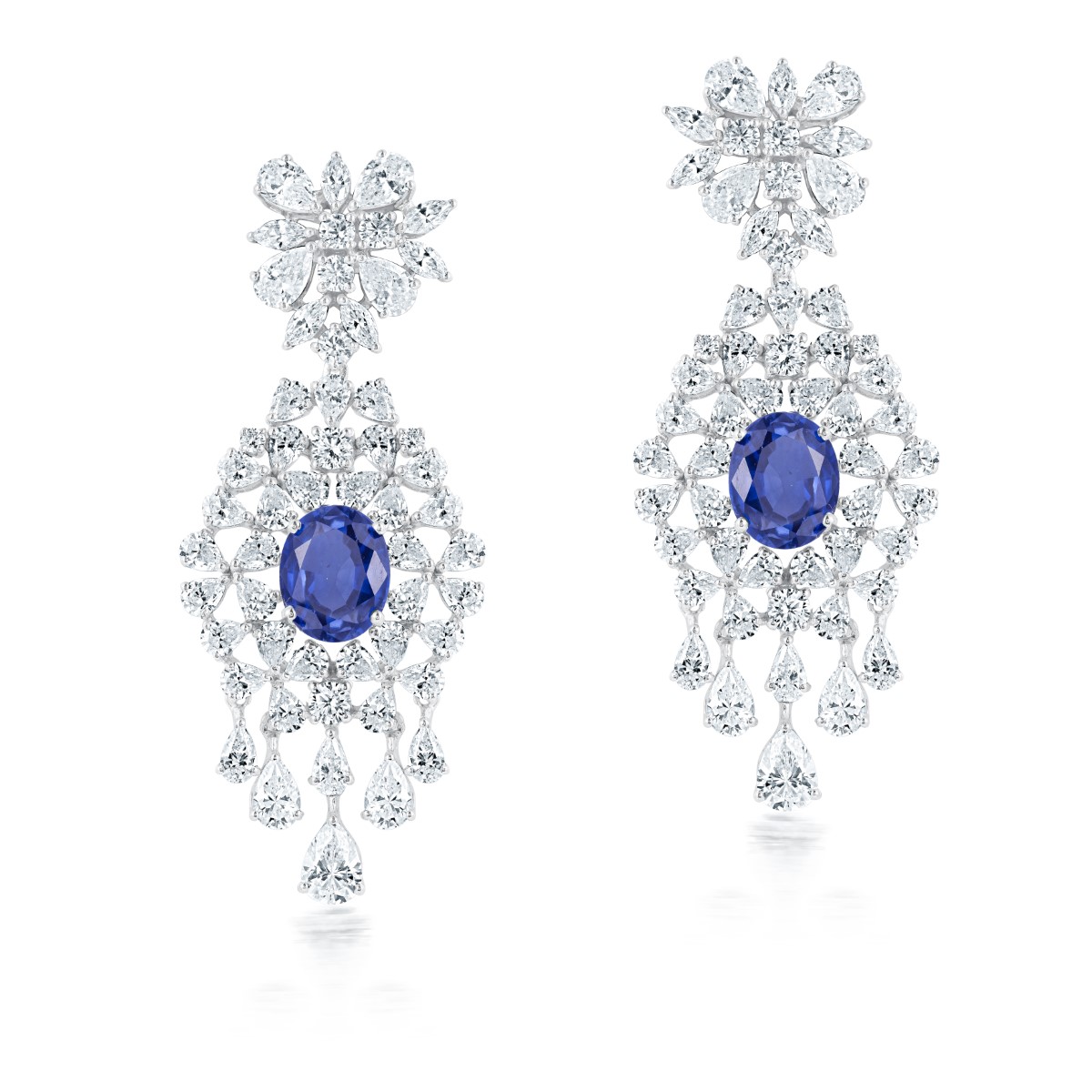 Intricate Blue Sapphire Chandelier Earrings By Hyba Jewels – Hyba Jewels