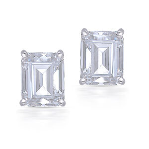 Emerald Cut Solitaire Stud Earrings By Hyba Jewels