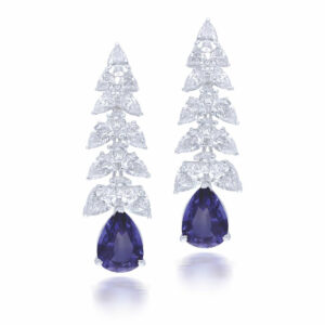 Sapphire Pear Drop Danglers By Hyba Jewels
