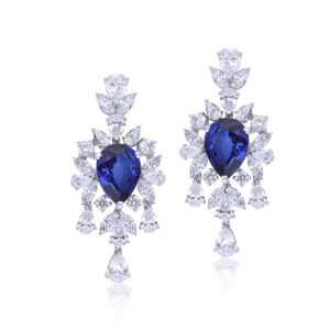 Blue Sapphire Drop Danglers By Hyba Jewels