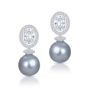 Oval Grey Pearl Earrings By Hyba Jewels