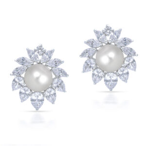 Blooming Flower Pearl Earrings By Hyba Jewels